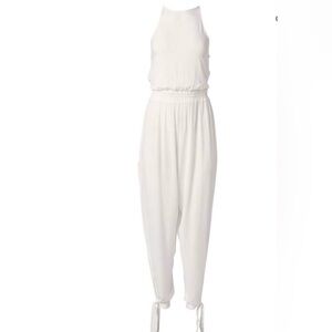 Venus Beach/Pool White Strappy Back Slit leg Cover up Jumpsuit. Size Lar…
